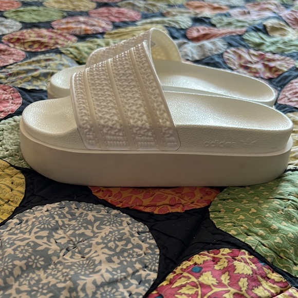 adidas | Shoes | White Adidas Adilette Bonega Chunky Platform Slides Sz 8 | Poshmark